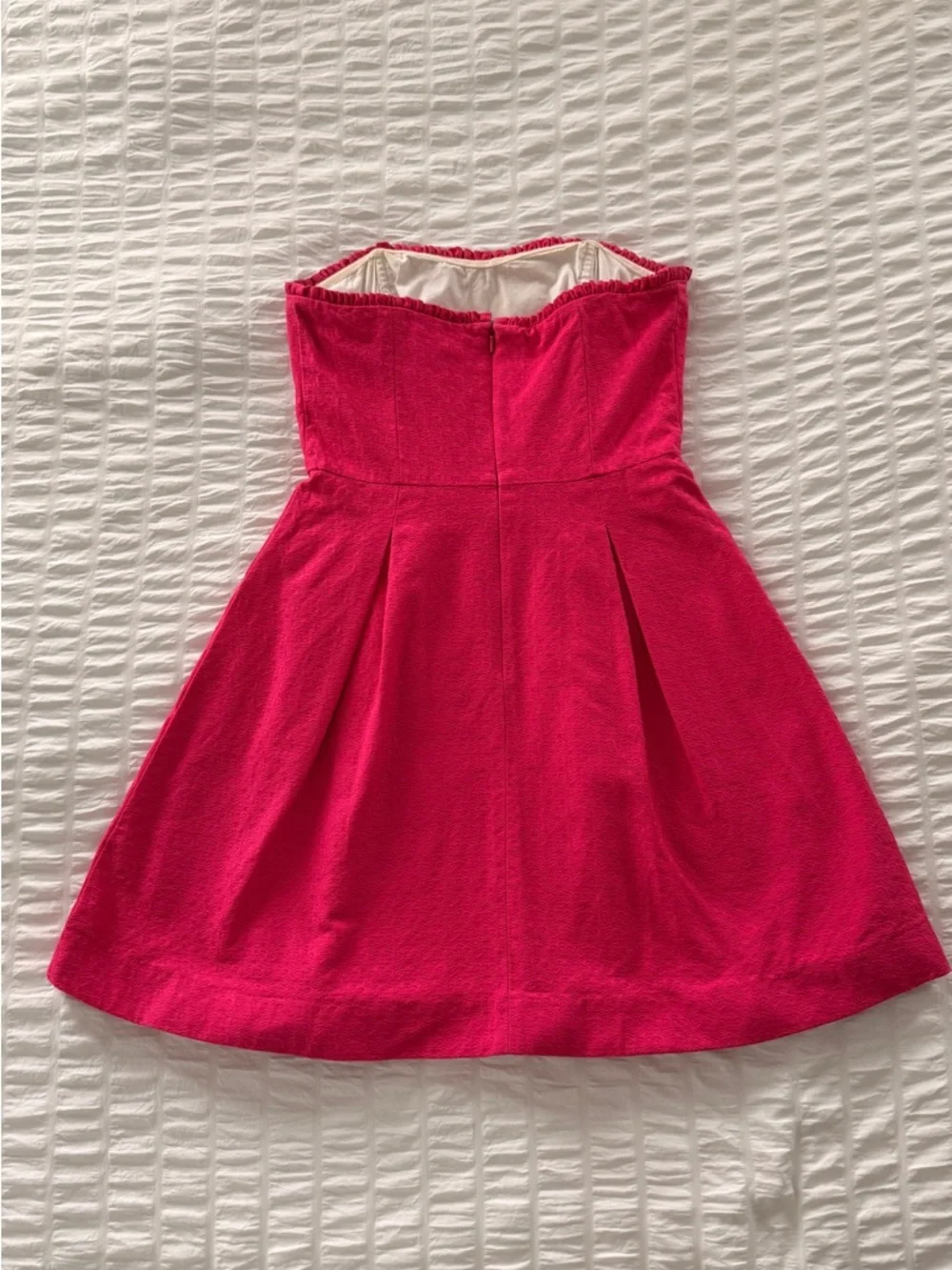 Lilly Pulitzer Pink Strapless Fit Flare Dress Size 4 Textured Pleated Lined - Picture 2 of 14